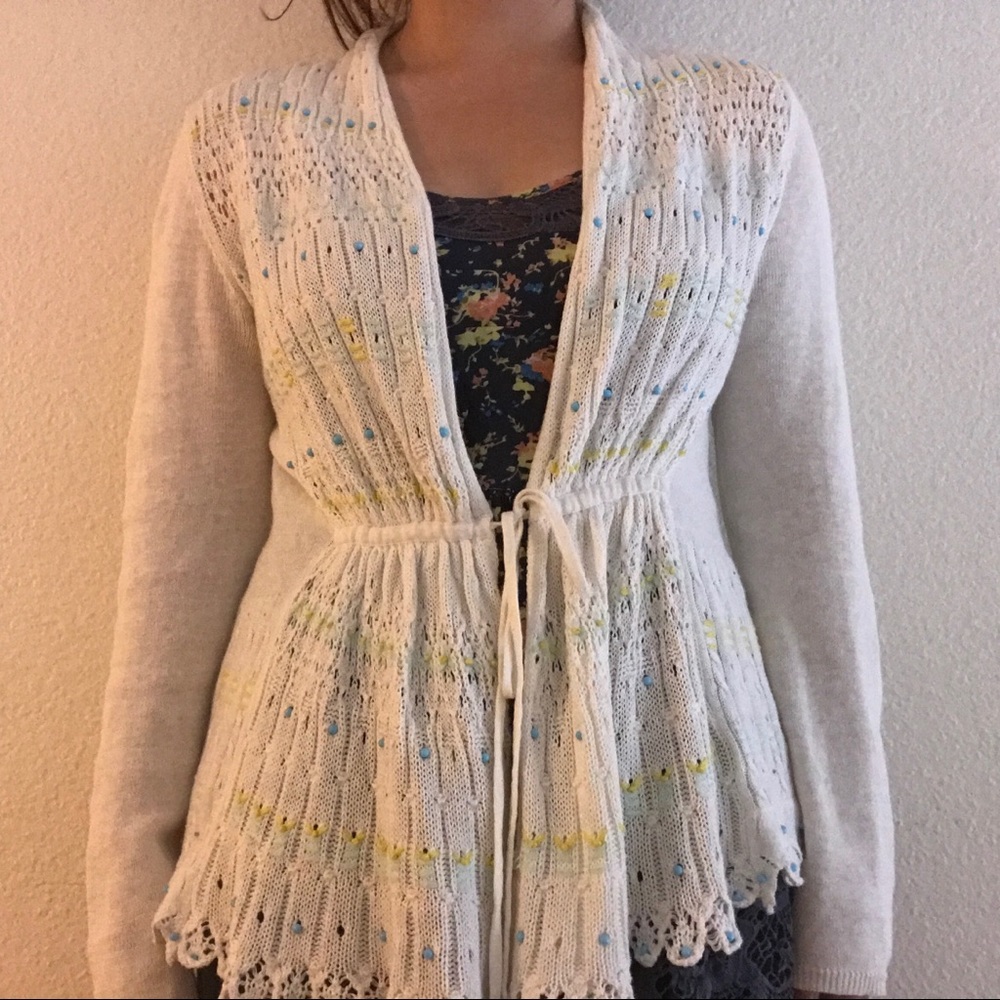 Anthropologie Moth cardigan with beaded pattern